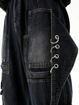 fashion punk rings streetwear loose pants unisex casual multiple pockets wide legs jean pants hip hop joggers men baggy jeans urban active pants
