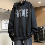 New In Letter Printed Suede Sweatshirts For Men Autumn Y2K Streetwear