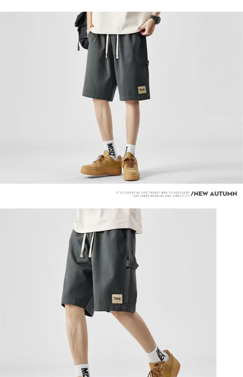 summer american casual retro shorts for men 2025 new loose straight short sweatpant streetwear fashion five point baggy bermudas unique joggers style 346