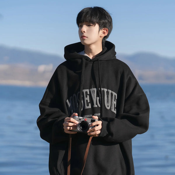 Spring and Autumn Trendy Hip Hop American High Street Men and Women Retro Letter Printed Hoodie Couple Loose Casual Top y2k