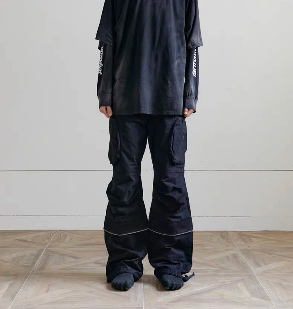 functional multi pockets overalls pantalones hombre baggy mens black cargo pants y2k streetwear loose baggy trousers oversized combat utility trousers