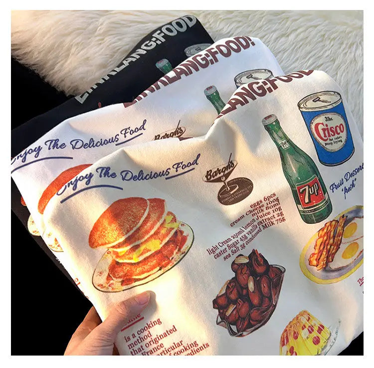 Sadcore Aesthetic print tee – American Retro Cake Food Anime T Shirts Vintage Cartoon Shor