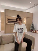 Gothic Aesthetic print tee – New Luxury Sweet Girl Giraffe Diamonds Crystals T Shirts Kor