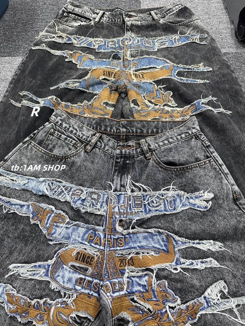2024 brand new classic embroidered denim zipper fit y project pant jeans cotton denim pants comfort casual jeans 786 vintage washed jeans