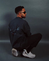 Y2k Tribal flame – Kanye White Pigeon Washed Old Vintage Loose Sleeve Round Nec