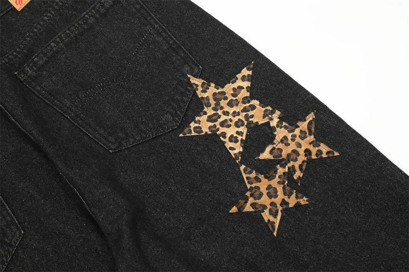 black baggy jeans men star patchwork straight denim pants fashion jeans male streetwear hip hop y2k loose trousers unique jeans style 837