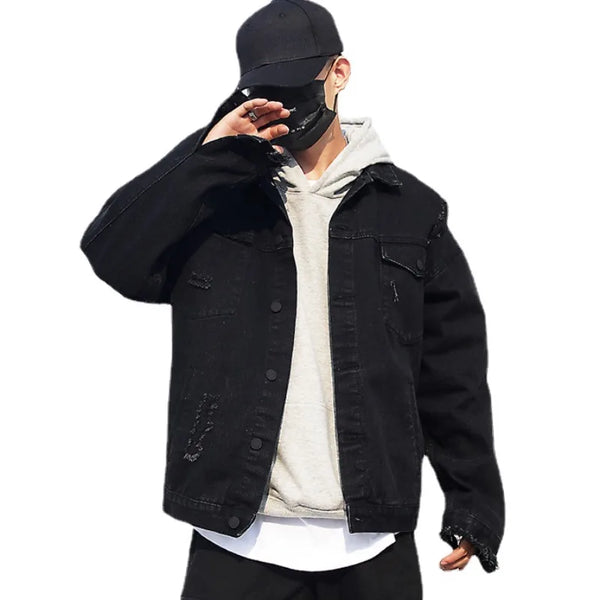 back wing embroidery denim jacket coat mens fashion hip hop harajuku jean coats outerwear casual streetwear jeans baggy jacke - variant style c07e08 for streetwear fashion