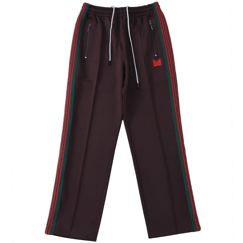rose red embroidery pants casual men woman loose retro side edge weaving sweatpants trousers straight leg pants unique joggers style 4909