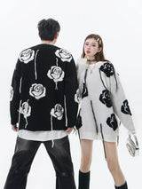 fashion floral pattern knitted sweater men new casual o neck pollover unisex harajuku y2k streetwear loose knit sweaters jumpers - graphic printed hoodie for men and women, anime inspired graphic hoodie, high quality cotton hoodie
