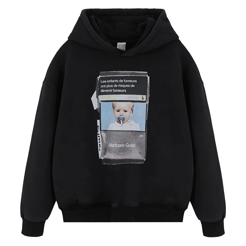 Alternative skater hoodie with graffiti spray paint artwork