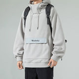 Autumn Polar Fleece Half Turtleneck Hoodies For Men Y2K Vintage Windproof Hooded Sweatshirts Casual Streetwear Pullover