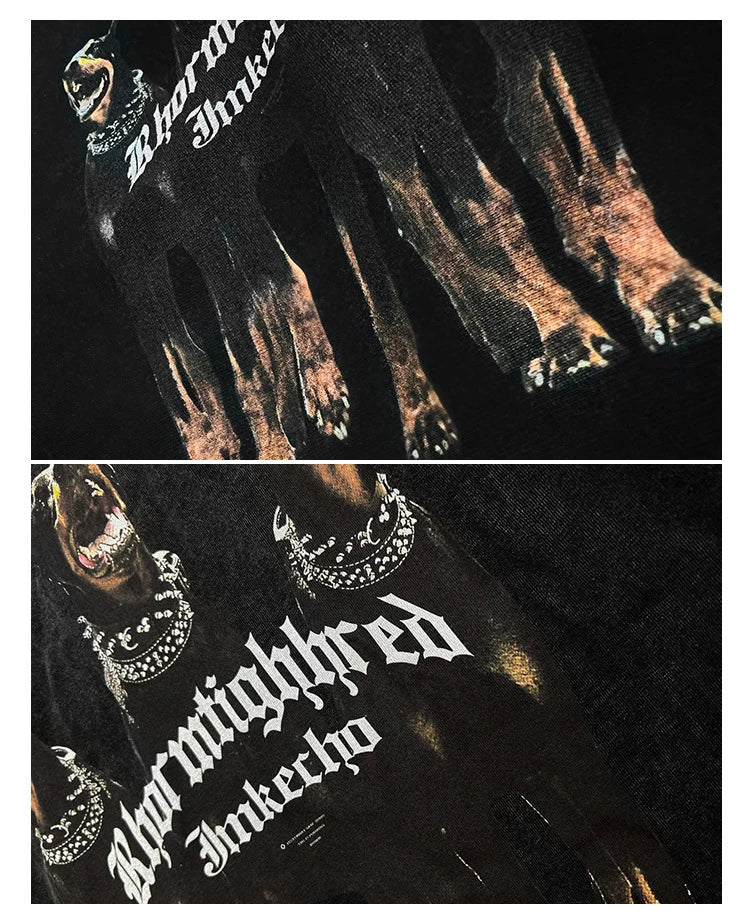 Sadcore Oversized shirt – Harajuku T Shirt Mens 2023 Summer Dog Letter Printed Vintage