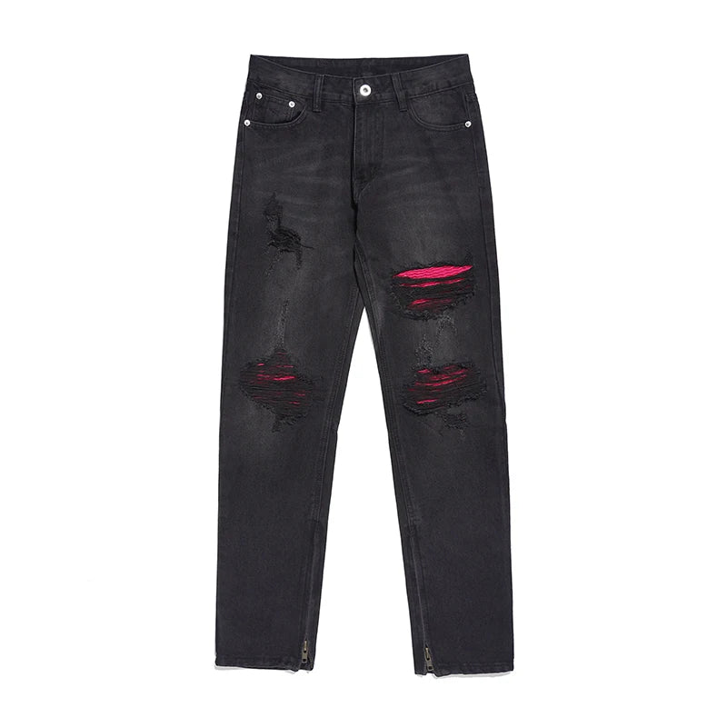 knee ripped patchwork jeans for men hip hop skinny biker taped jean trouser slim fit black denim pants fashion streetwear jogger unique joggers style 3025