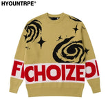 men sweater fashion abstract pattern harajuku streetwear hip hop letter knitted o neck sweater unisex loose knit sweater jumpers - high quality cotton hoodie, soft fleece-lined outerwear, graphic printed hoodie for men and women
