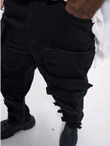 fashion velcros denim jean pants streetwear mens new casual hip hop streetwear tactical straight trousers joggers men y2k pants streetwear sweatpants