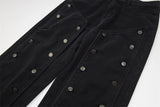 detachable button black washed baggy jeans for men straight harajuku ropa hombre loose denim trousers oversized cargo pants unique cargo style 613