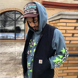 High Street Letter Foam Stars Print Mens And Womens Fleece Hoodie Retr
