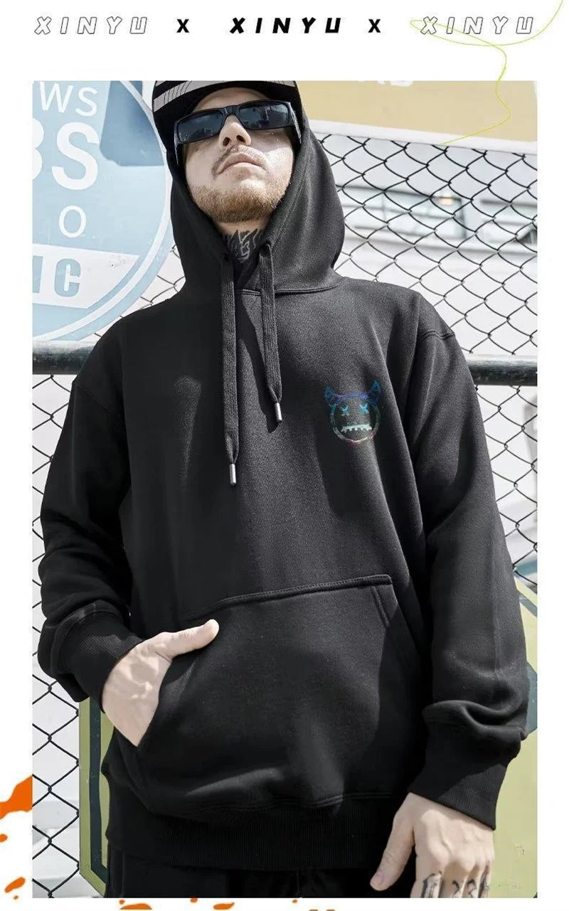 Breakout Cattle Harajuku Prints Mens Pullover Hoodies Casual Loose Sweatshirt