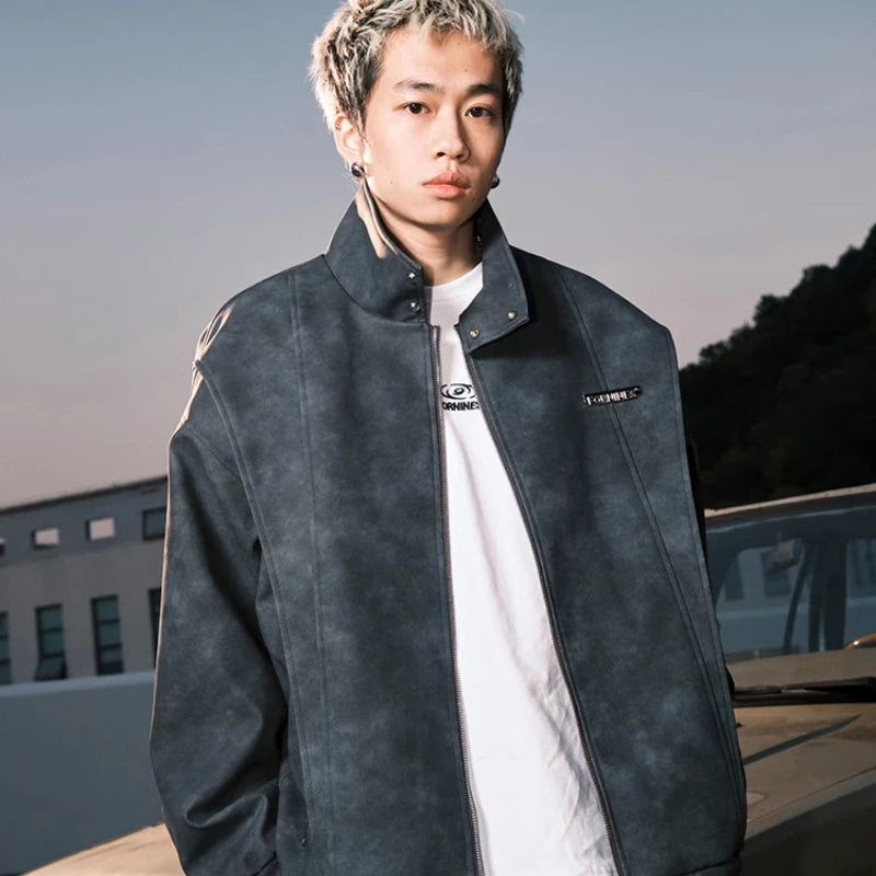 techwear zip bomber, urban street style, mens fashion