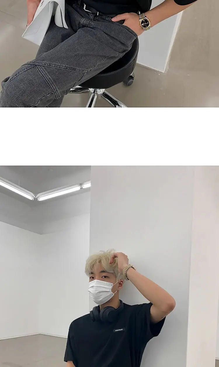 Sadcore Crying angel – Korean Style Summer New Short Sleeved T Shirt For Men Solid