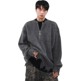 bold graphic pullover, layered streetwear look, soft knit pullover with flame design, y2k fashion statement