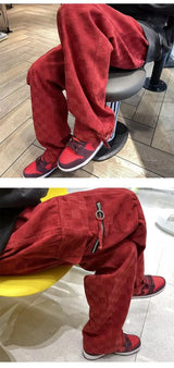 korean street ins overalls men women high street retro personality straight japanese style versatile loose y2k wide leg pants unique default style 3217