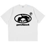 Skater cartoon tee with graffiti cloud background