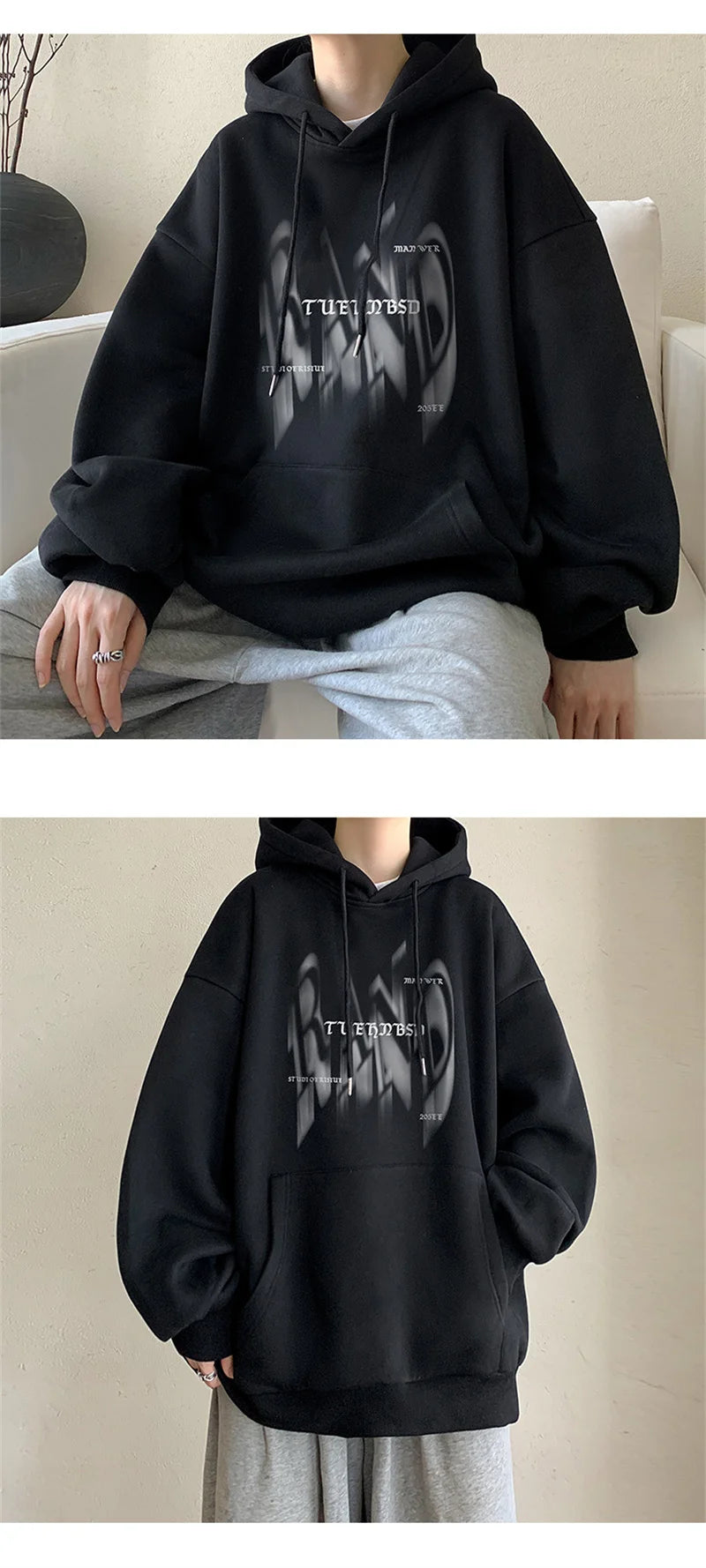Dark Aesthetic Hoodie 2024 – New Gothic Letter Printed Hoodies For Men Autumn Hip Hop Oversized Hooded Sweatshirt Y2K Streetwear Graphic Hoodie Tracksuit | Gothic Drop #19