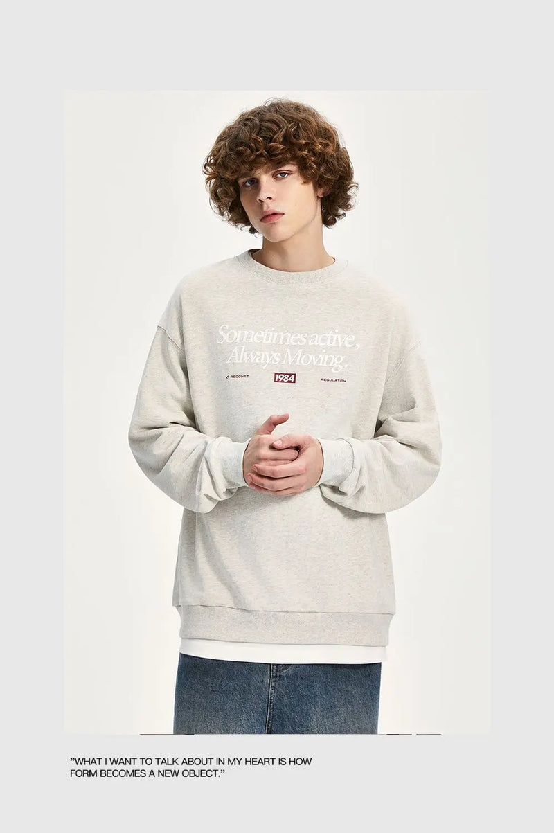 American Ins Personalized Hip-hop Heavy Cotton Round Neck Autumn Winter Sweatshirts for Men and Women Y2K Loose Thickened Tops