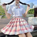Jk Uniforms Gyaru School Uniform for Girl Student Pleated Skirt Uniform Set Women Short Sleeve Bow Tie Seifuku Japanese Style