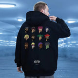 Funny Pixel Figure Graphic Hoodies For Men Autumn Y2K Streetwear Pullover