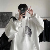 Goth Fashion Graphic Printed Hoodies Mens Autumn Hip Hop Fashion Oversized
