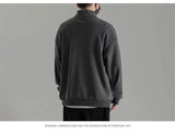 Mens Polar Fleece Half Zip Turtleneck Sweatshirts Korean Fashion Loose