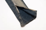 ro style men jeans double zipper blue flared denim pants luxury designer male streetwear hip hop blue baggy jeans trousers y2k unique jeans style 1041