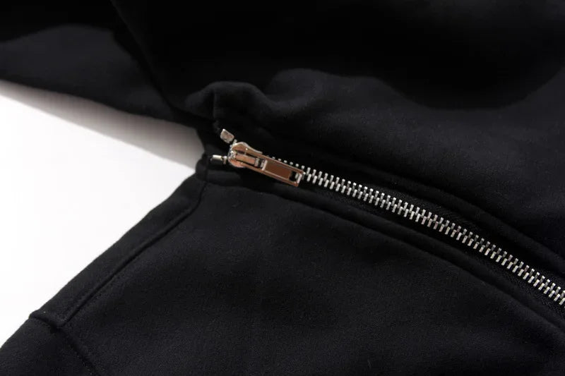 New Hoodies Men Zipper Cardigan Harajuku Black Sweatshirts Hip Hop Swa