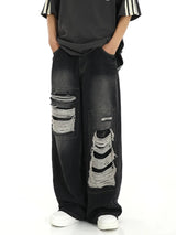 fashion ripped holes denim jeans harajuku patchwork straight jean trousers y2k trouser mens hip hop streetwear baggy jeans pants vintage washed jeans