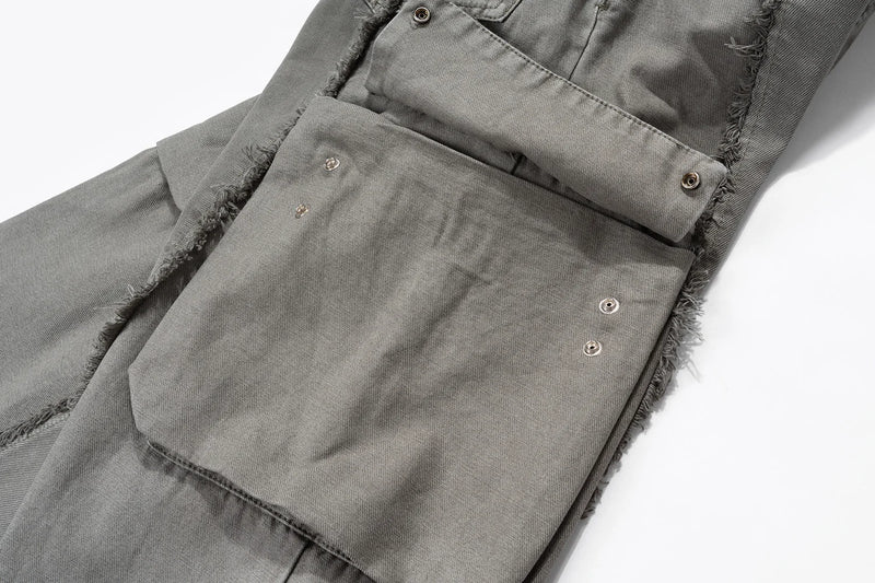 y2k streetwear tassel multi pocket jeans for men straight solid baggy cargo pants pantalones hombre casual denim trousers unique cargo style 775