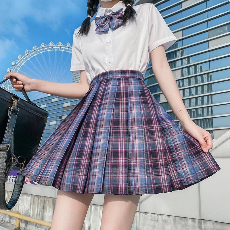 Japanese Korean Student Short Sleeve Sexy Jk Uniform Set High School Clothes Pleated Skirt Girl Seifuku Dress Cosplay Schoolgirl