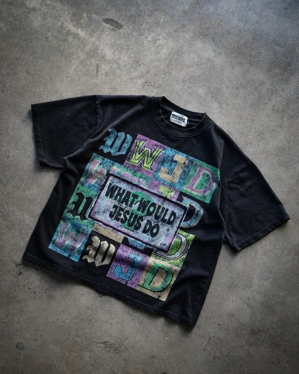Anime Anime panel – Street Hip Hop Fashion Color Letter Pattern Printed Oversize