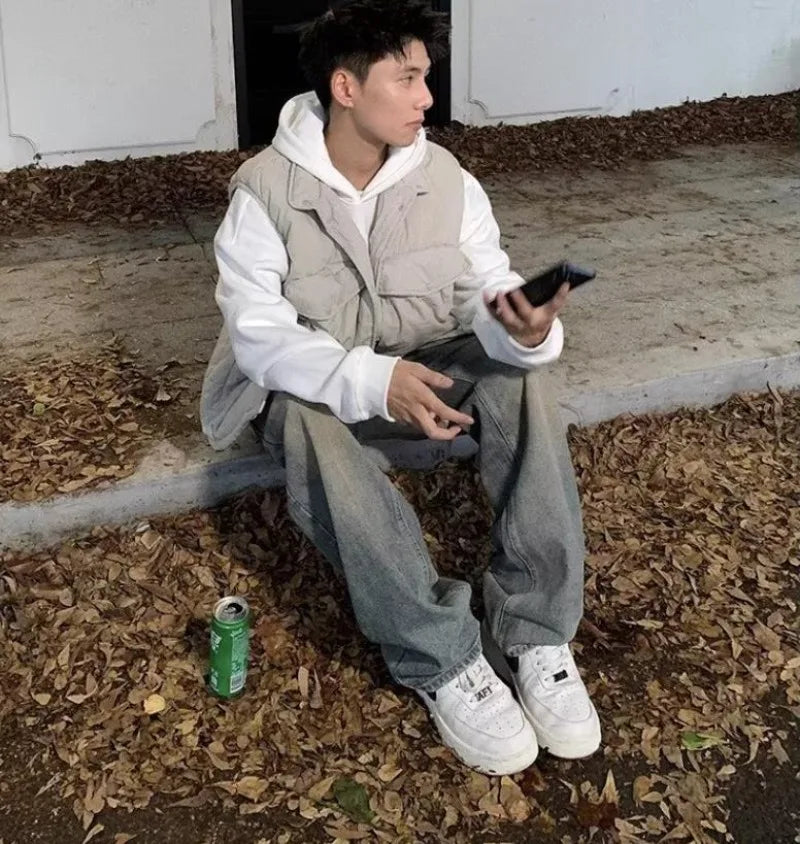 leather varsity jacket, fall winter fit, for men, fall streetwear outfit, oversized style, layered fashion, modern aesthetic, graphic detail