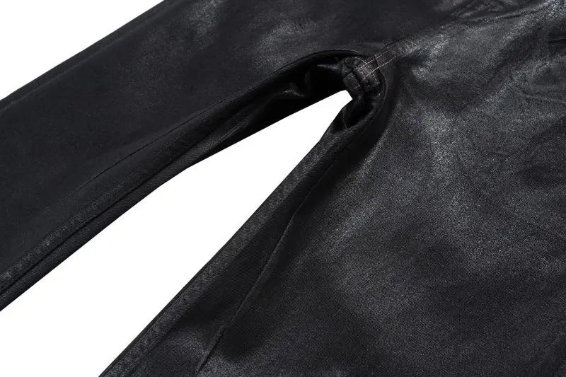 european and american street batik black paint coat wide jeans pants fashionable baggy contoured distressed flared denim jeans unique jeans style 1601