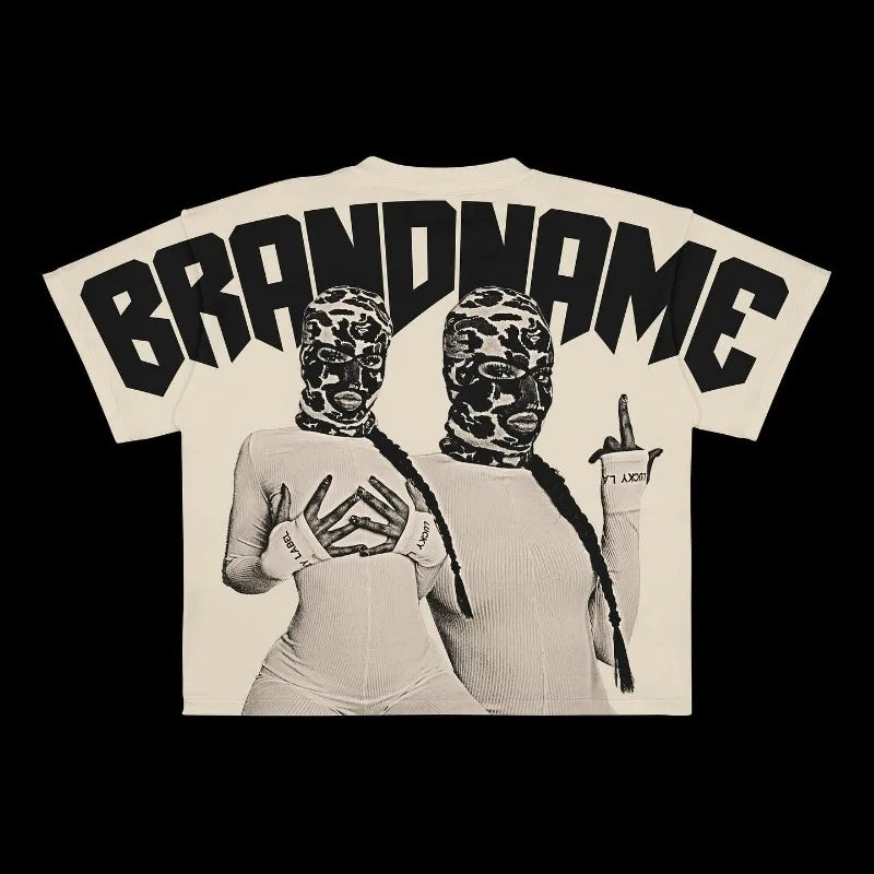 Trapwear Anime panel – New European And American Trendy Gothic Print Oversized T Sh