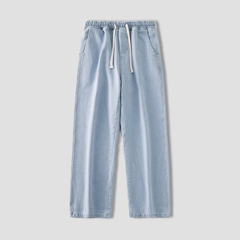 autumn korean fashion drawstring y2k jeans homme classic baggy straight wide leg pants 2023 new hip hop streetwear casual jean ripped baggy denim