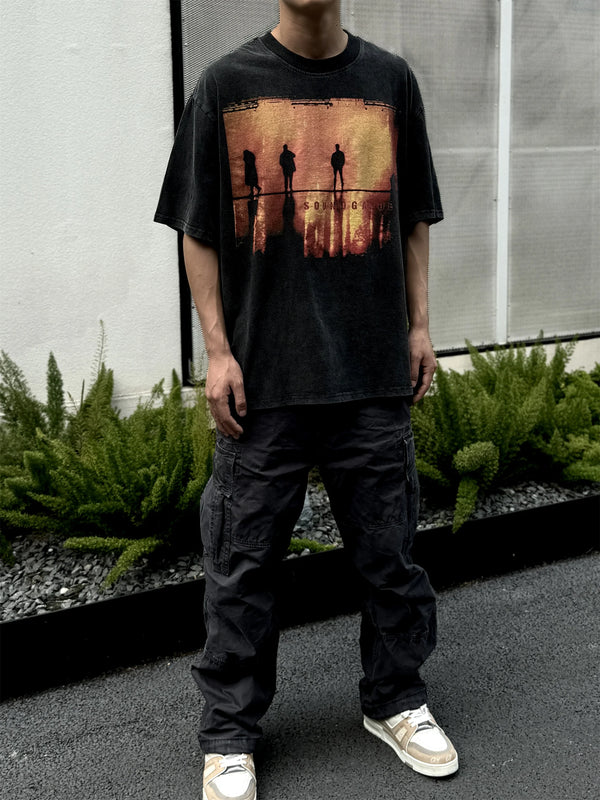 Retro Vintage Summer Rock Band Print Cotton High-Street Casual Loose Tops T-Shirt