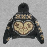 Skatercore Fit – Harajuku Stylish Retro Skull Print Hoodies Women Graphic Ame – Streetwear Fashion for Men & Women