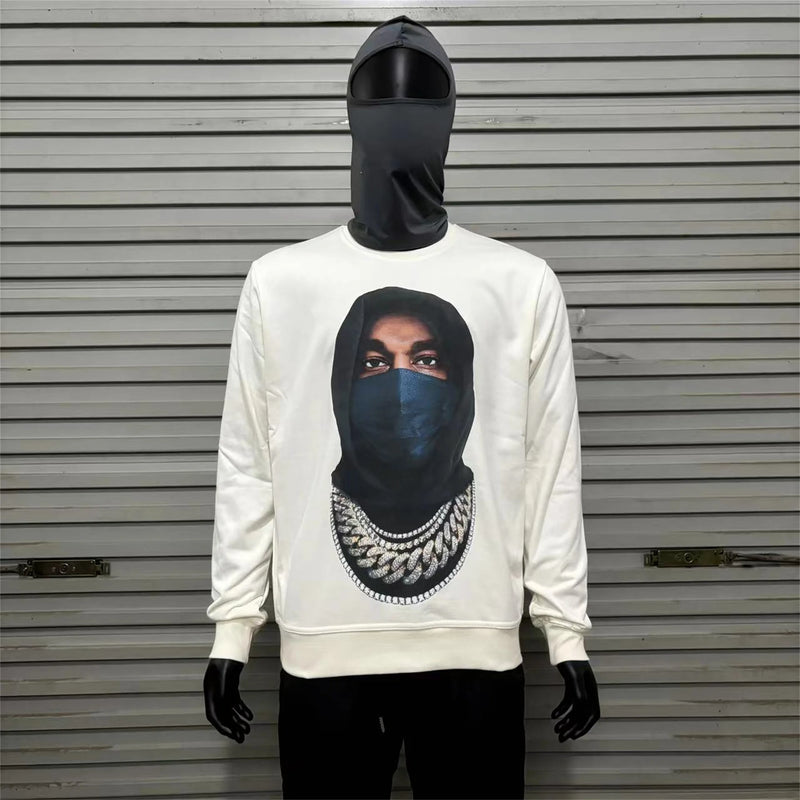 New 242SS Portrait Print High-Street Full Cotton Quality Heavyweight Casual Loose Pullover Long Sleeve Sweatshirt Tops For Men