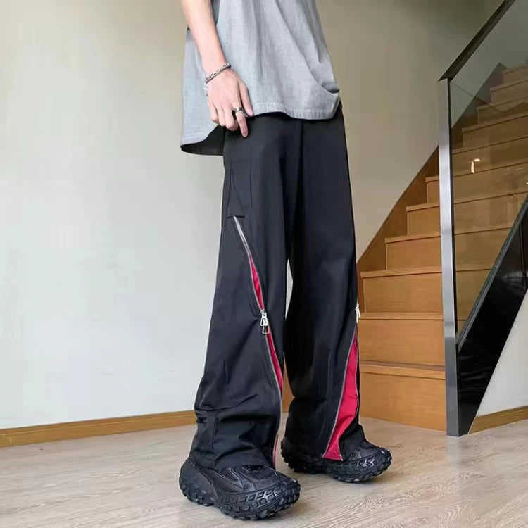 baggy casual y2k pants retro hip hop zipper cargo pants sweatpants men women harajuku letter joggers women trousers streetwear unique joggers style 879