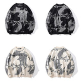 varsity flame pullover for men with bold graphic knit design, perfect for 2025 fashion, street fashion menswear trend for sea