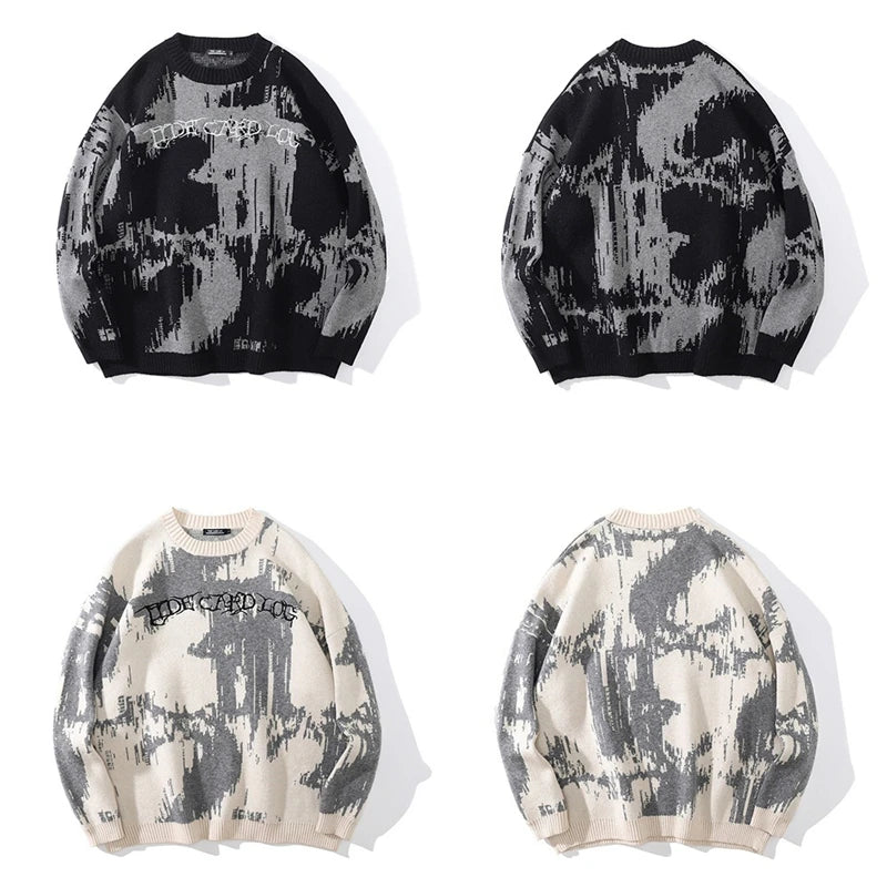 varsity flame pullover for men with bold graphic knit design, perfect for 2025 fashion, street fashion menswear trend for sea