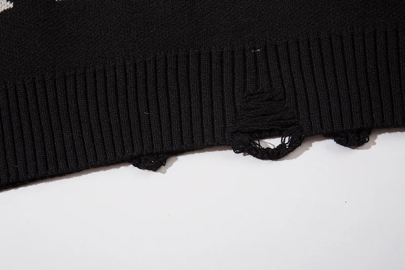 fashion hip hop knitted sweater men autumn winter o neck anime pattern pullover streetwear casual loose sweaters jumper knitwear streetwear fashion hoodie, Y2K vintage urban hoodie, urban wear with bold artwork